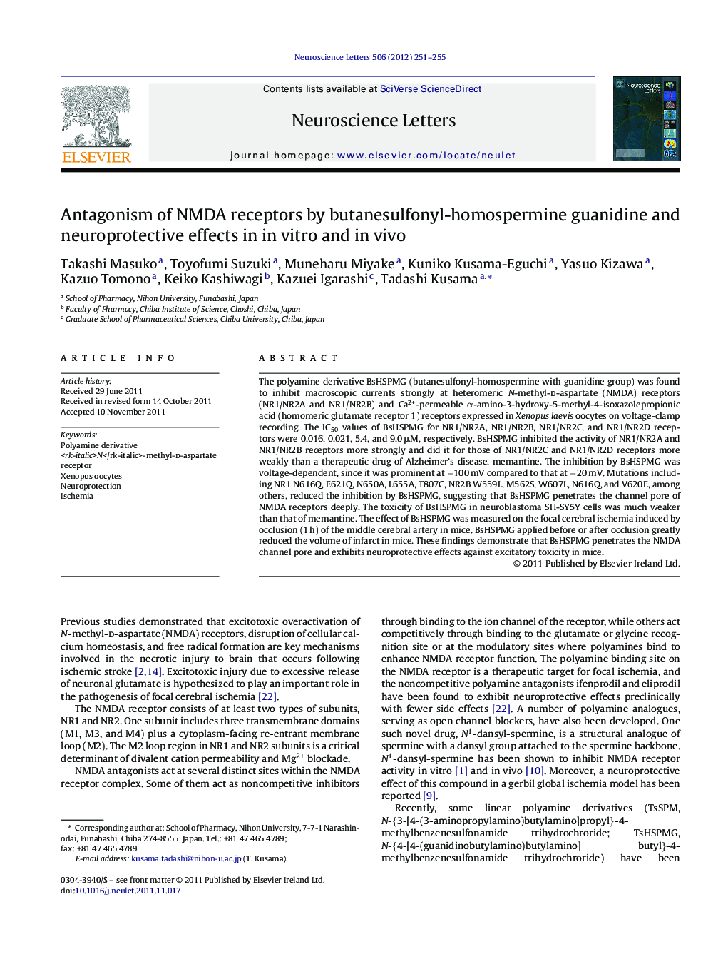 Antagonism of NMDA receptors by butanesulfonyl-homospermine guanidine and neuroprotective effects in in vitro and in vivo