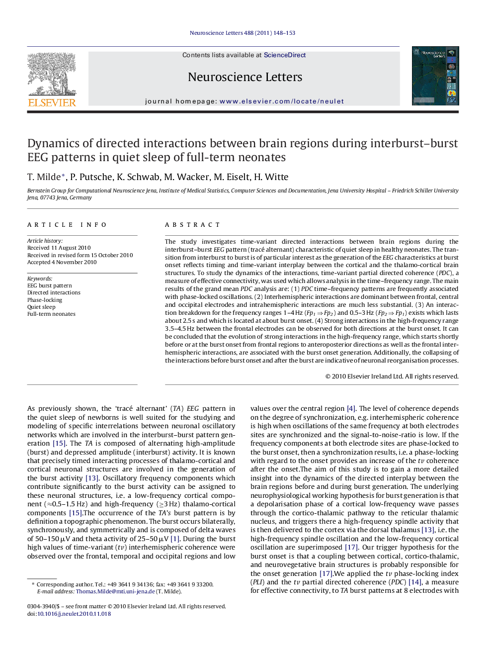 Dynamics of directed interactions between brain regions during interburst-burst EEG patterns in quiet sleep of full-term neonates