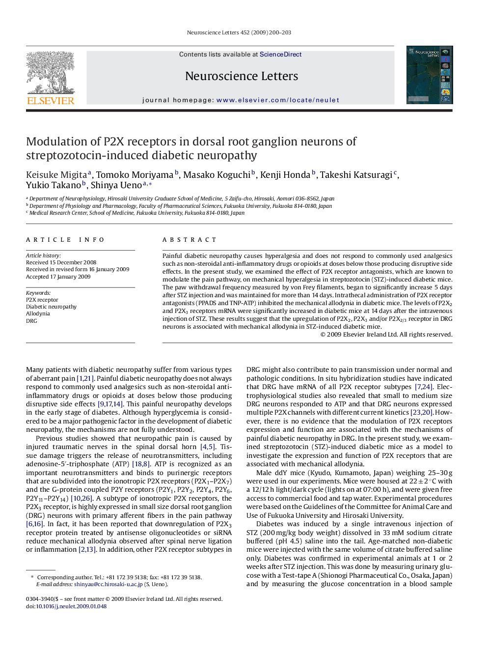 Modulation of P2X receptors in dorsal root ganglion neurons of streptozotocin-induced diabetic neuropathy