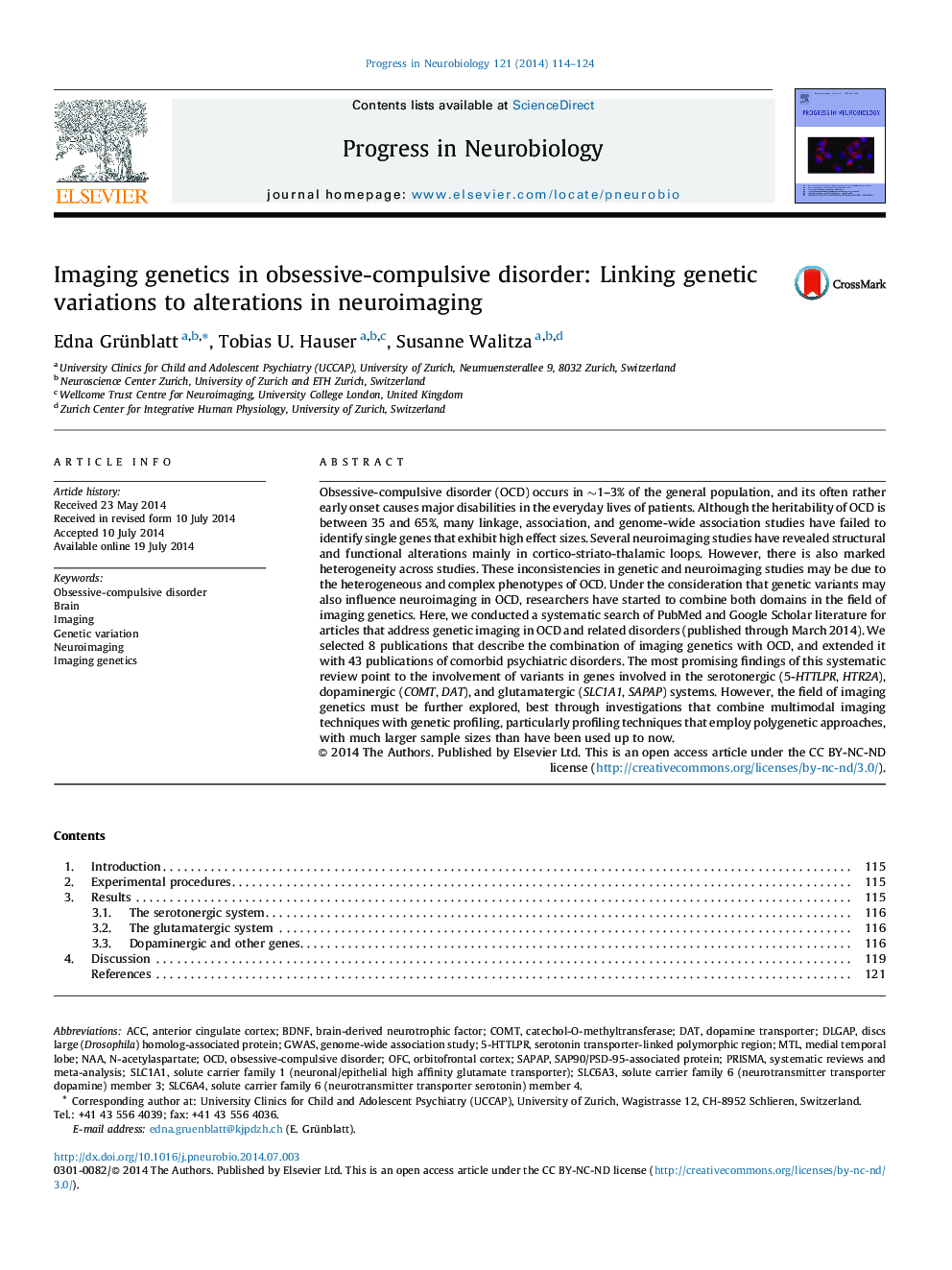 Imaging genetics in obsessive-compulsive disorder: Linking genetic variations to alterations in neuroimaging