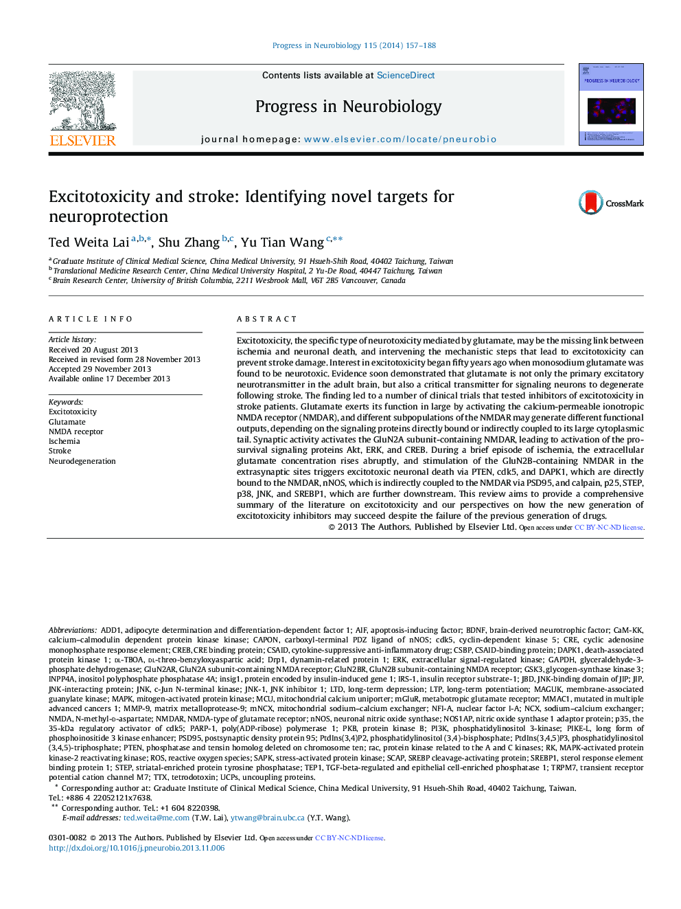 Excitotoxicity and stroke: Identifying novel targets for neuroprotection