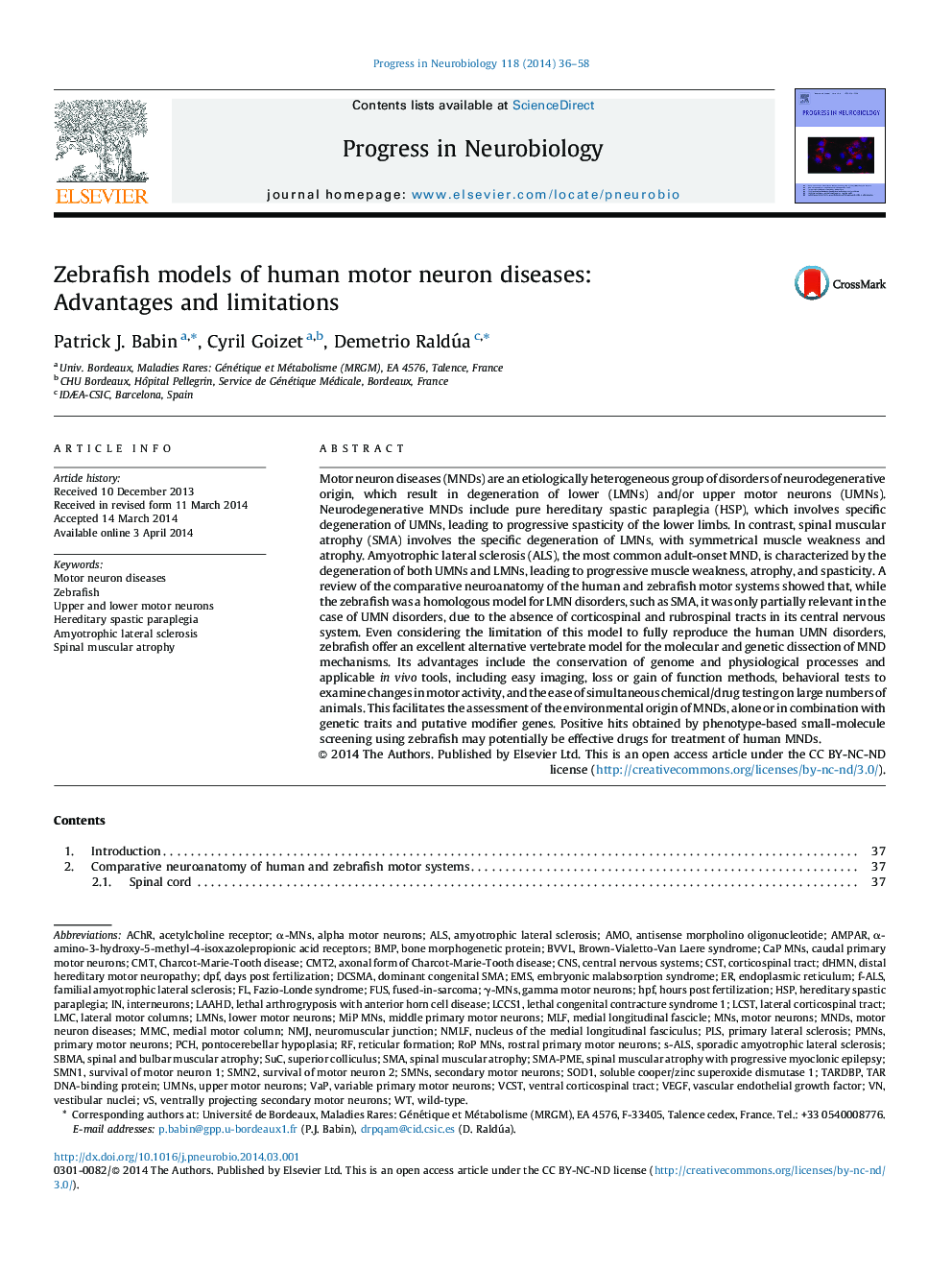 Zebrafish models of human motor neuron diseases: Advantages and limitations