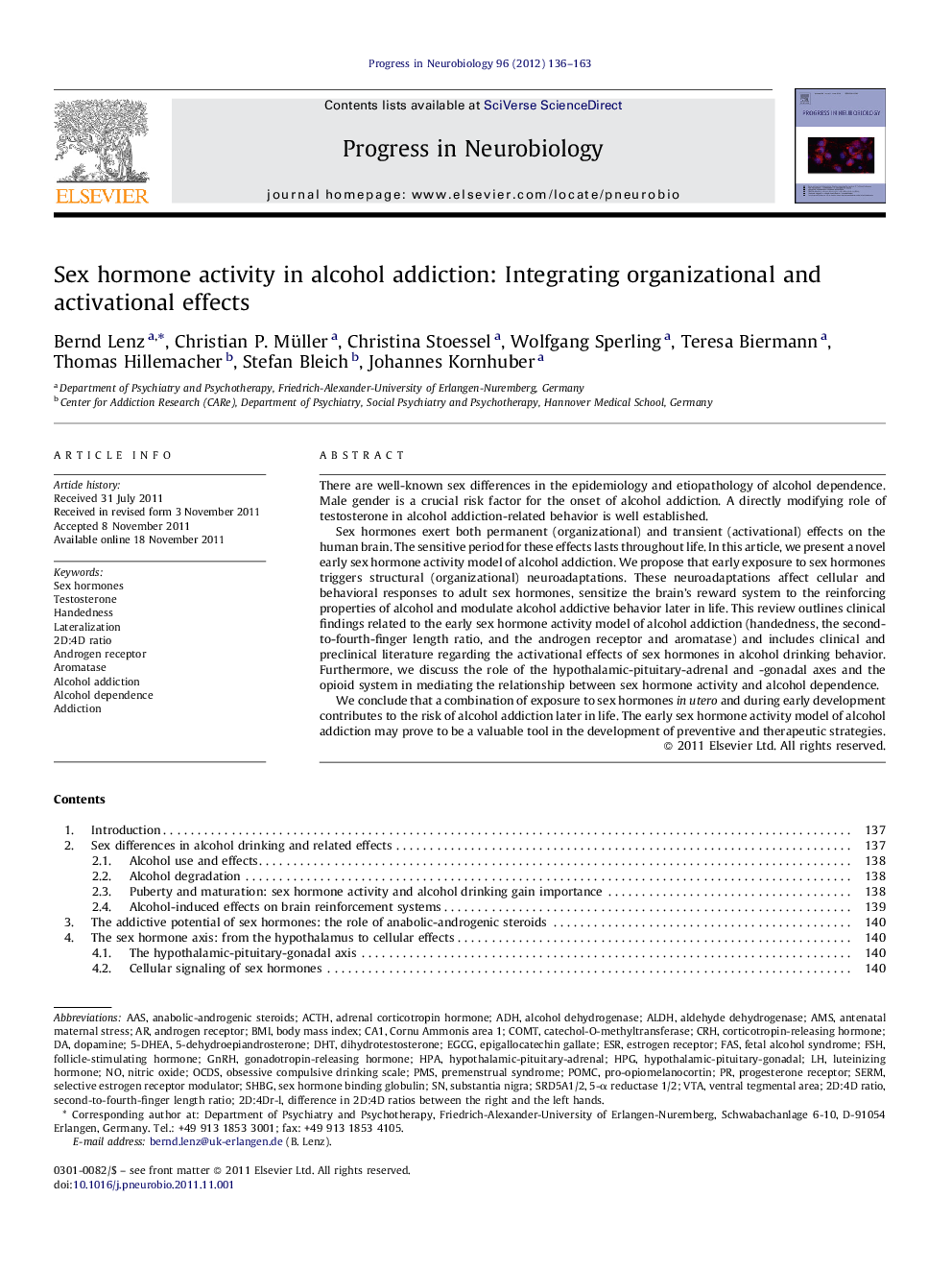 Sex hormone activity in alcohol addiction: Integrating organizational and activational effects