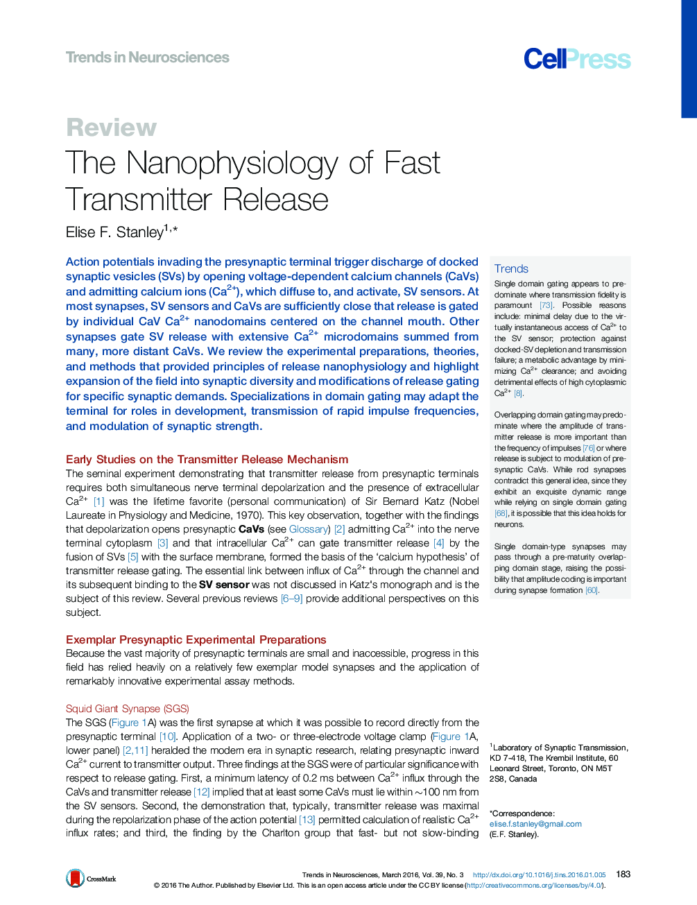 The Nanophysiology of Fast Transmitter Release