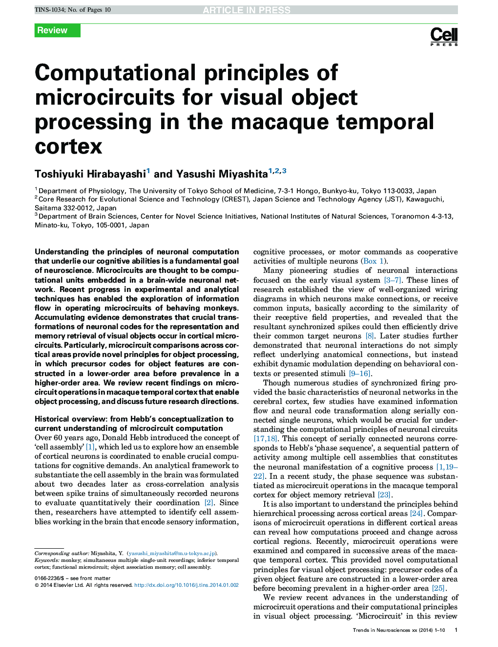 Computational principles of microcircuits for visual object processing in the macaque temporal cortex