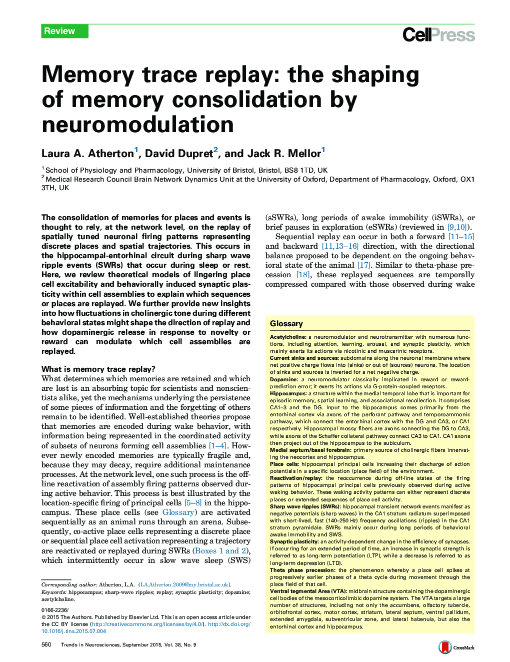 Memory trace replay: the shaping of memory consolidation by neuromodulation