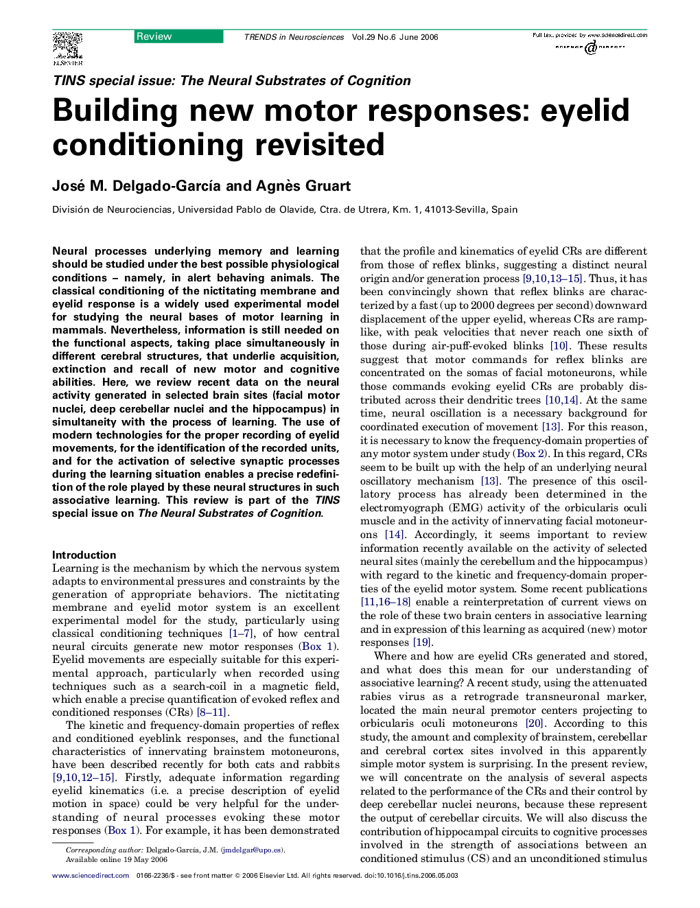 Building new motor responses: eyelid conditioning revisited