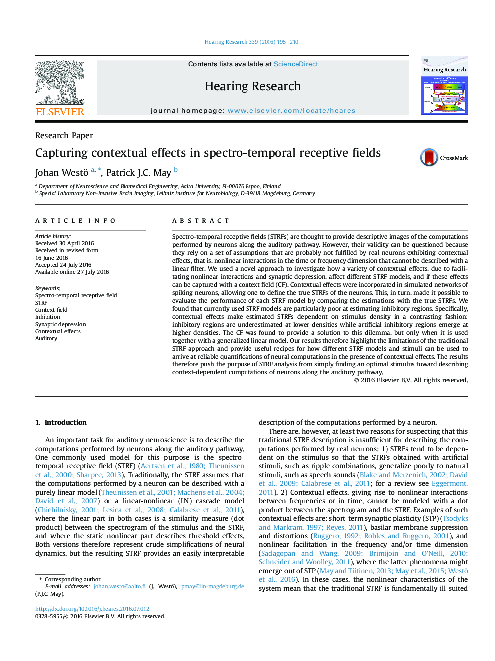 Capturing contextual effects in spectro-temporal receptive fields