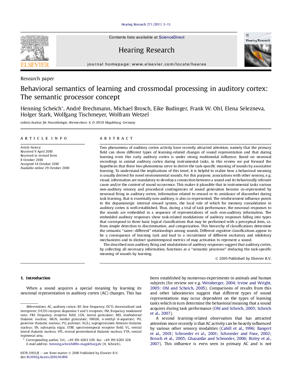 Behavioral semantics of learning and crossmodal processing in auditory cortex: The semantic processor concept