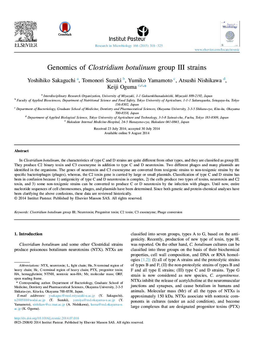 Genomics of Clostridium botulinum group III strains