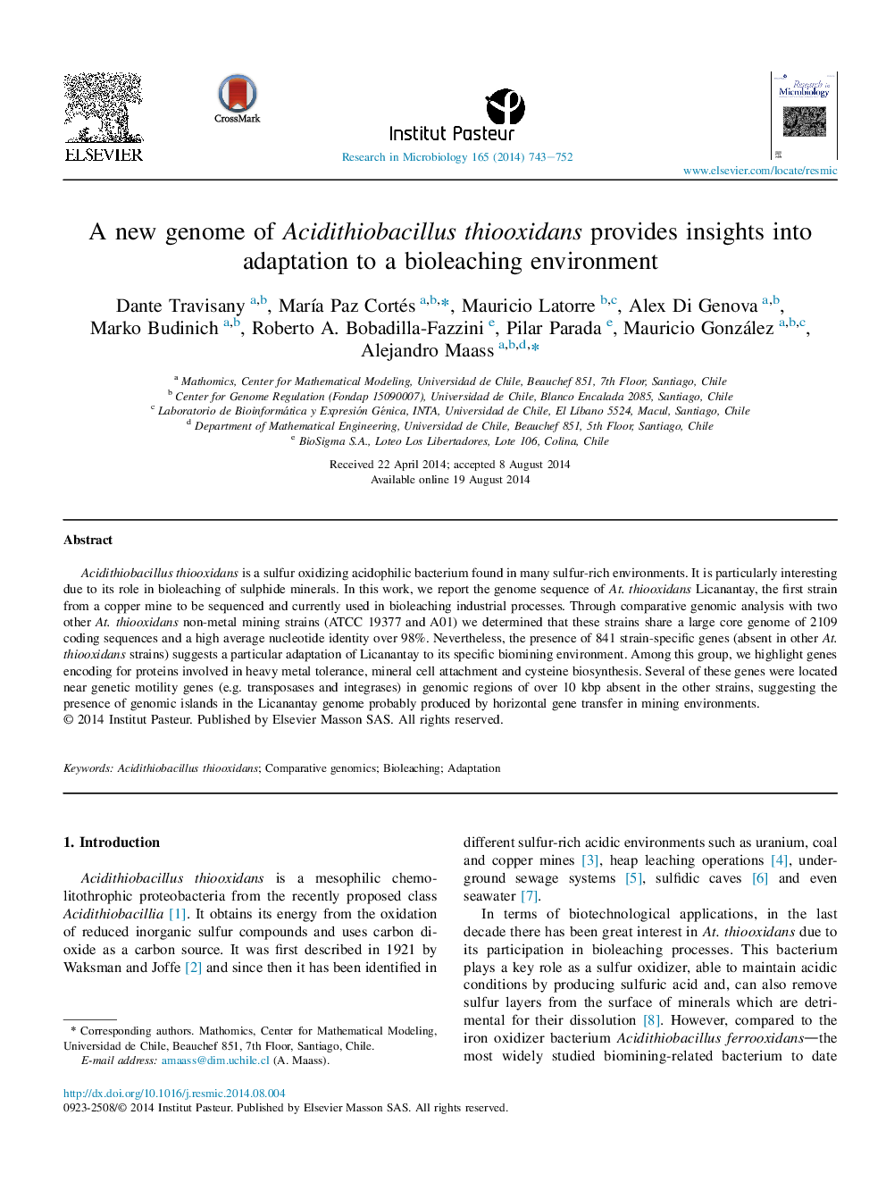 A new genome of Acidithiobacillus thiooxidans provides insights into adaptation to a bioleaching environment