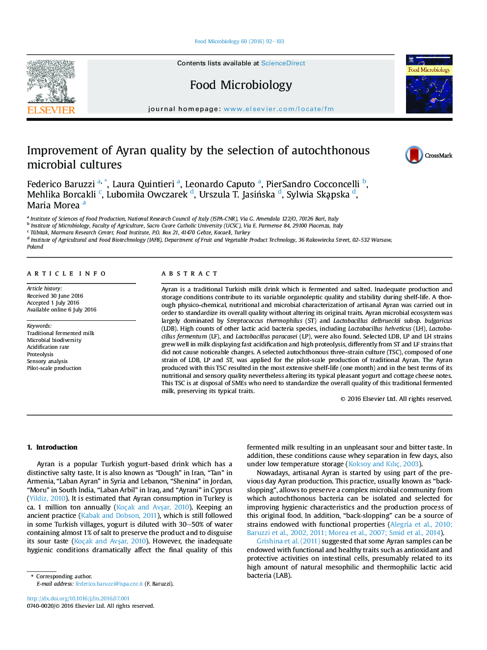 Improvement of Ayran quality by the selection of autochthonous microbial cultures