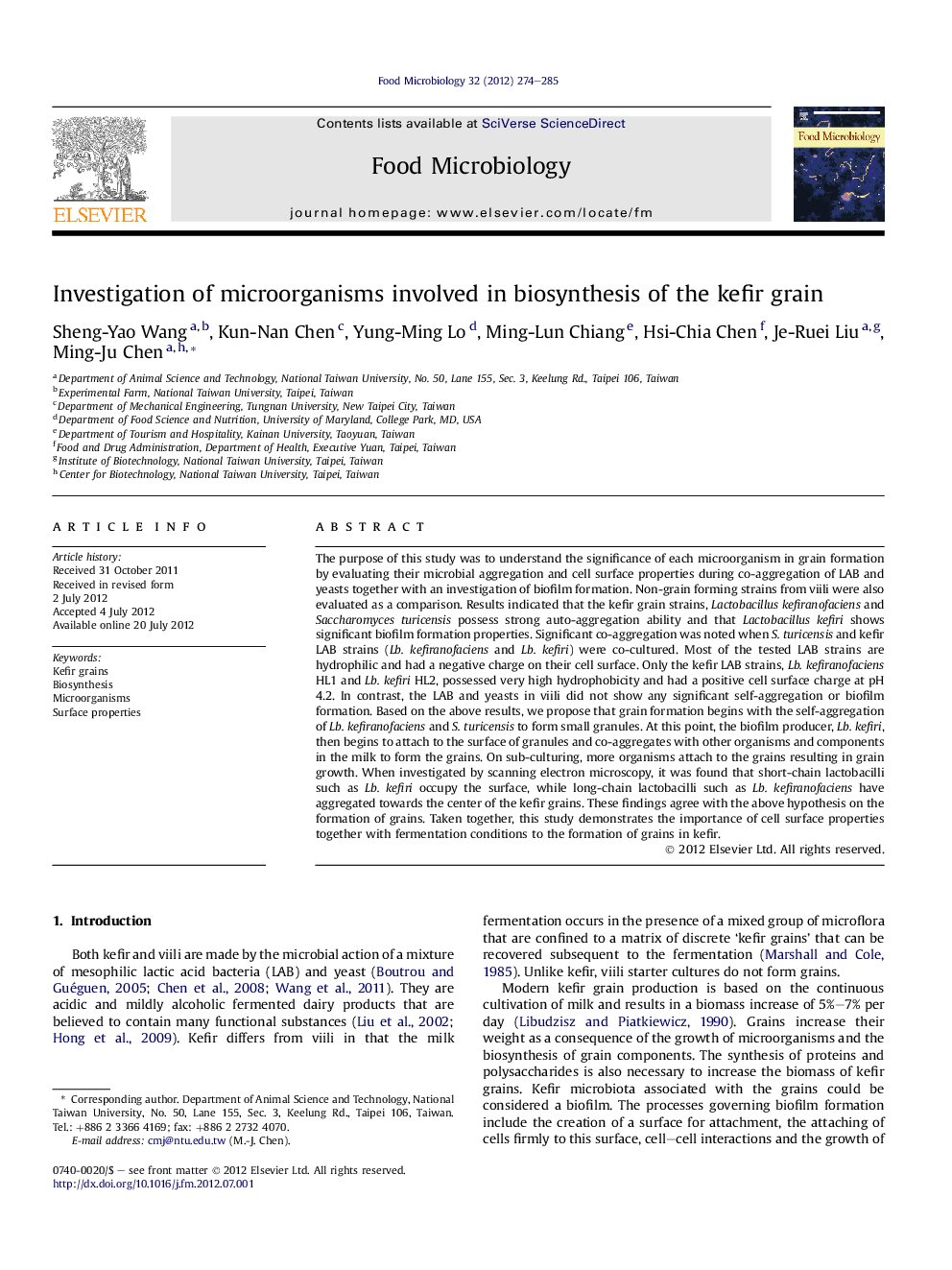 Investigation of microorganisms involved in biosynthesis of the kefir grain