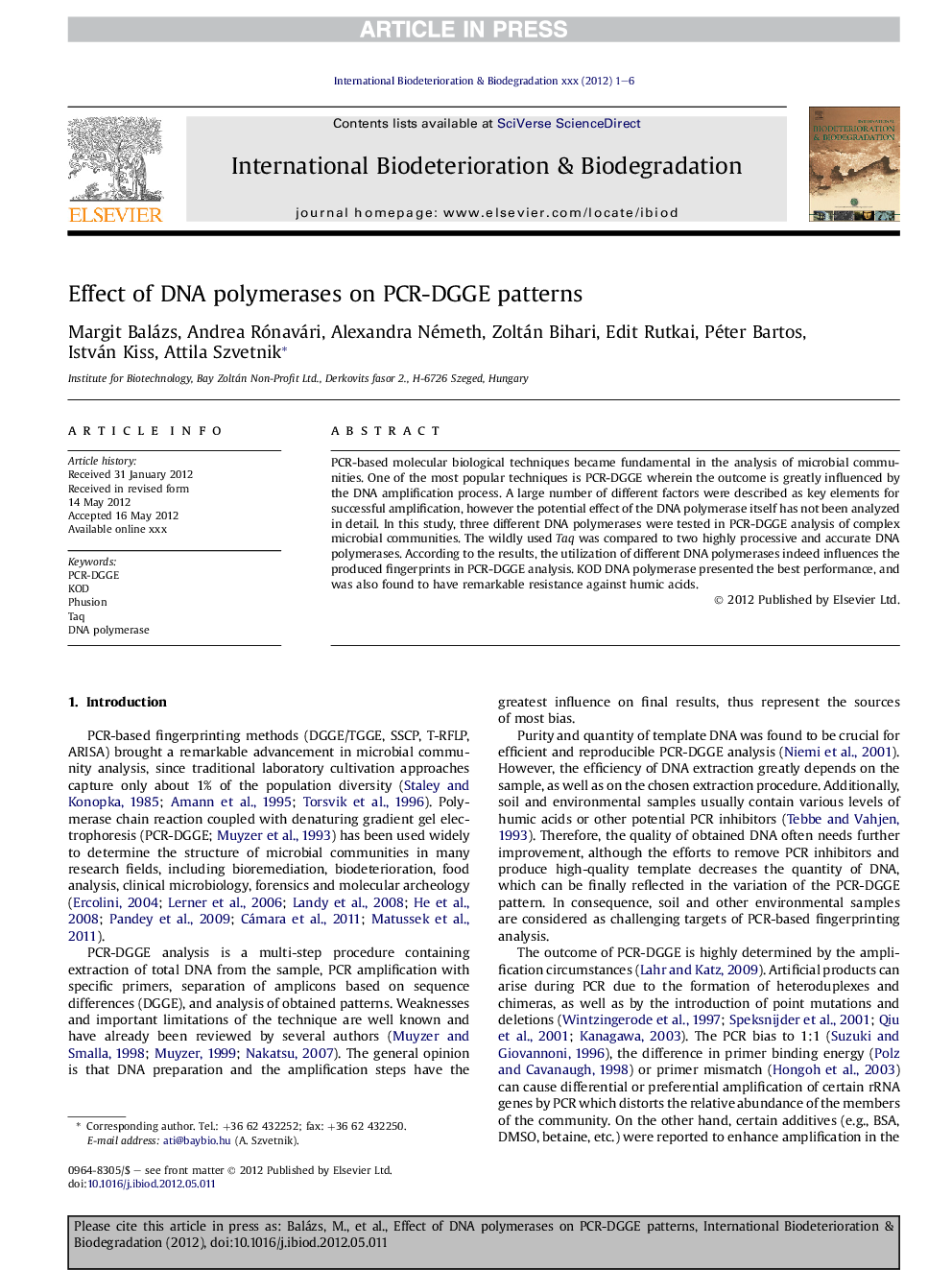 Effect of DNA polymerases on PCR-DGGE patterns