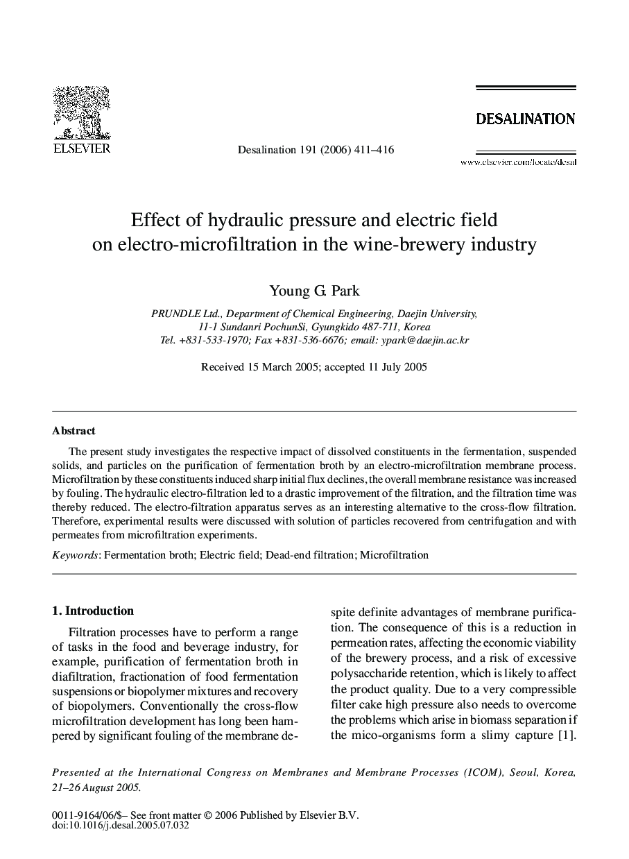 Effect of hydraulic pressure and electric field on electro-microfiltration in the wine-brewery industry