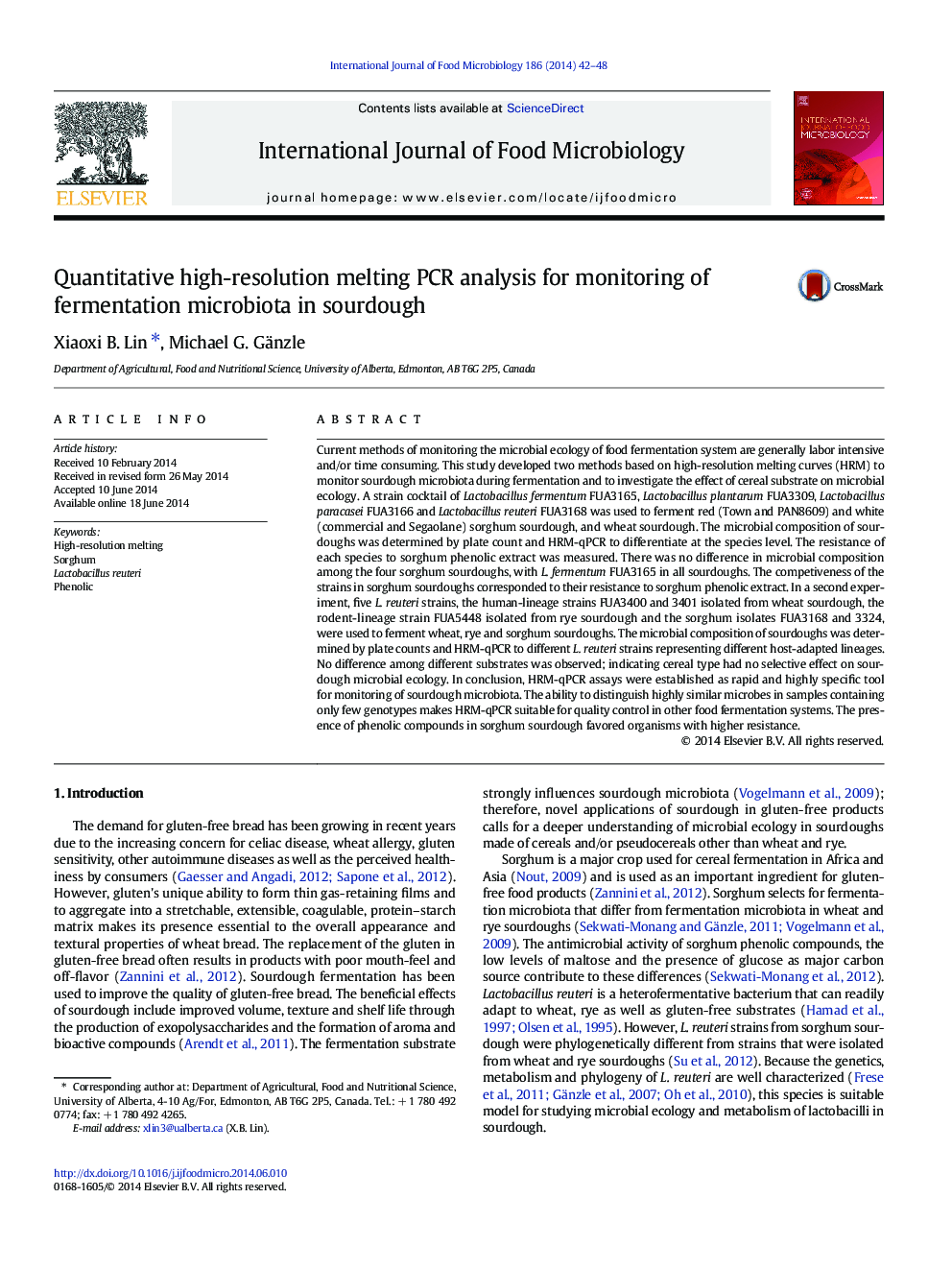 Quantitative high-resolution melting PCR analysis for monitoring of fermentation microbiota in sourdough