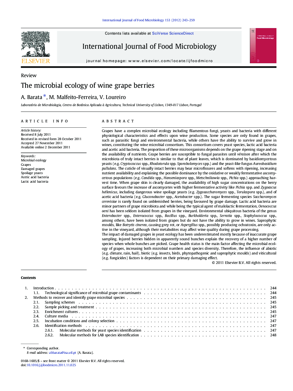 The microbial ecology of wine grape berries