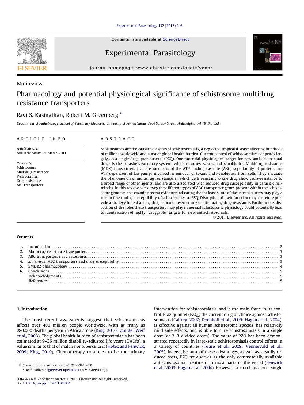 Pharmacology and potential physiological significance of schistosome multidrug resistance transporters