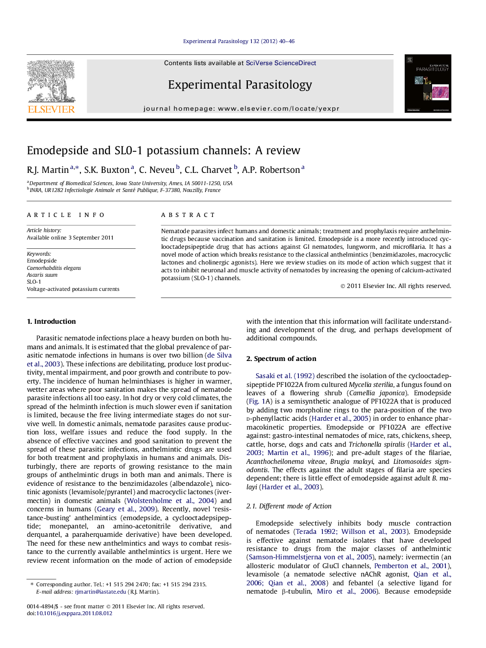 Emodepside and SL0-1 potassium channels: A review