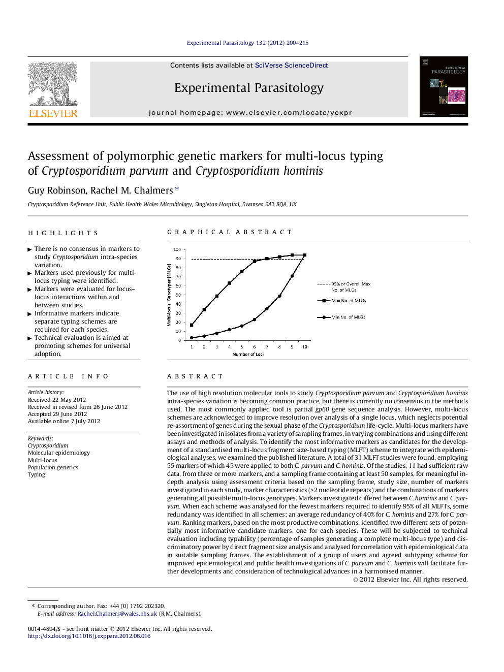 Assessment of polymorphic genetic markers for multi-locus typing of Cryptosporidium parvum and Cryptosporidium hominis