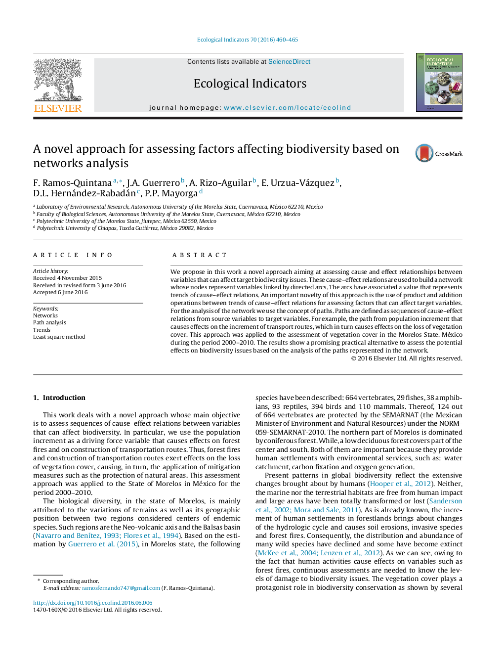 A novel approach for assessing factors affecting biodiversity based on networks analysis