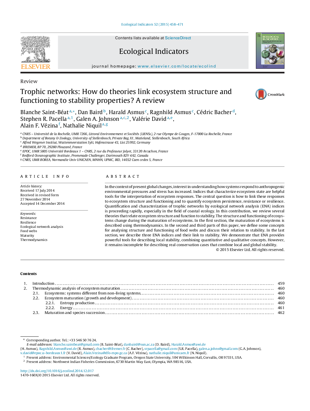 Trophic networks: How do theories link ecosystem structure and functioning to stability properties? A review