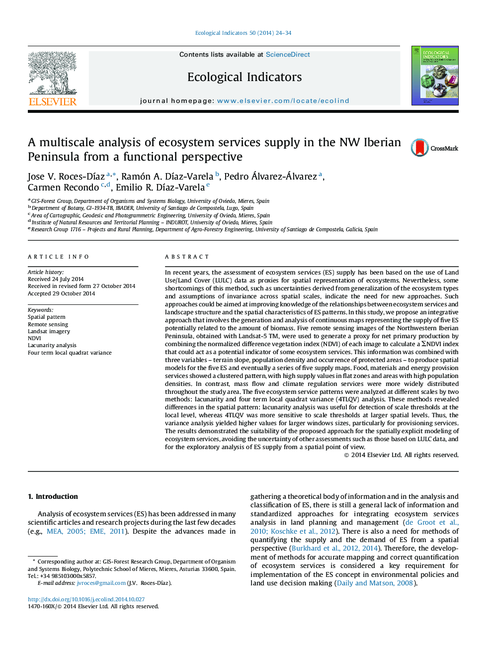 A multiscale analysis of ecosystem services supply in the NW Iberian Peninsula from a functional perspective