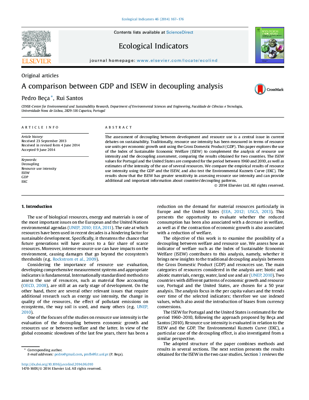 A comparison between GDP and ISEW in decoupling analysis