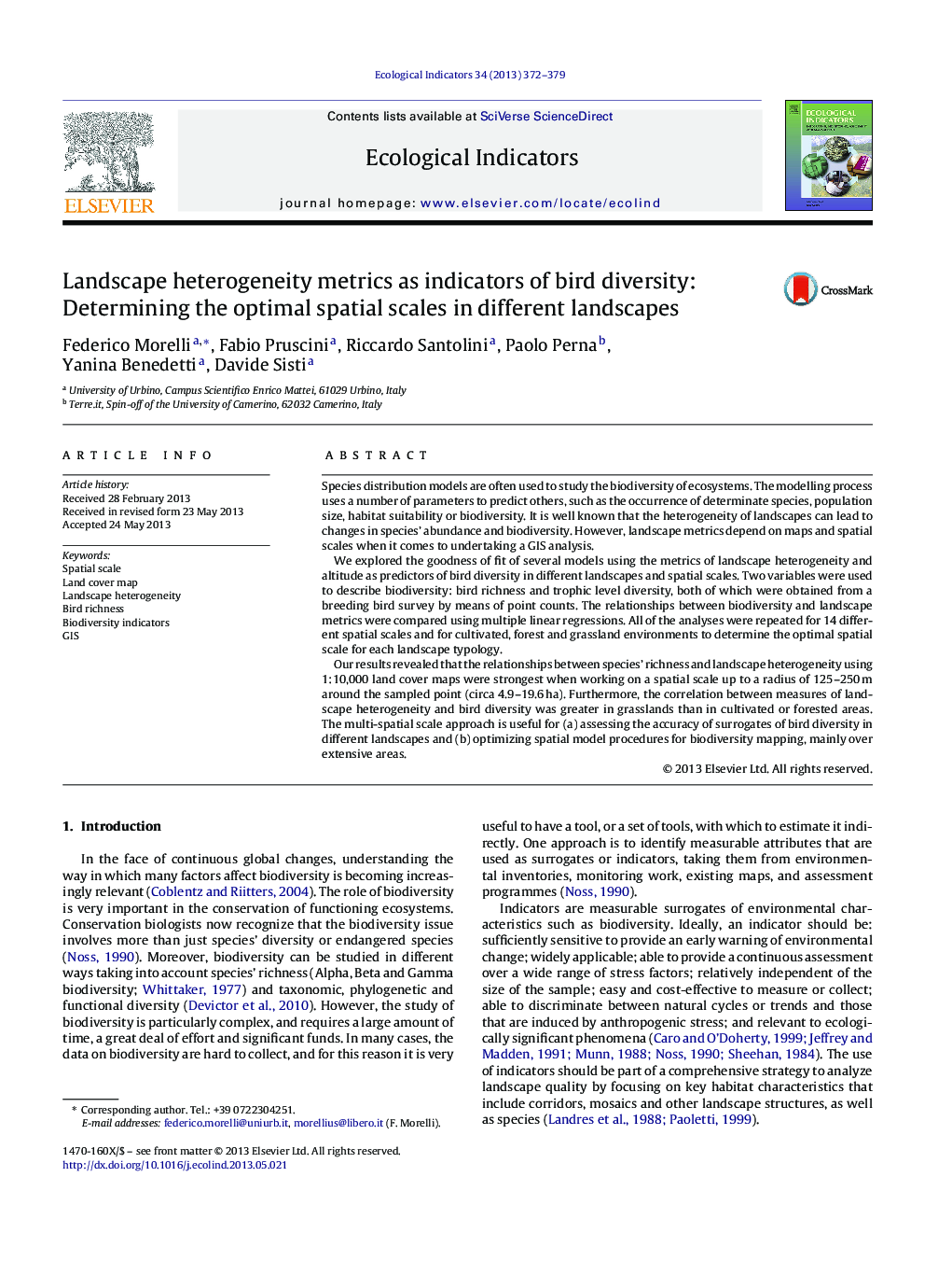 Landscape heterogeneity metrics as indicators of bird diversity: Determining the optimal spatial scales in different landscapes