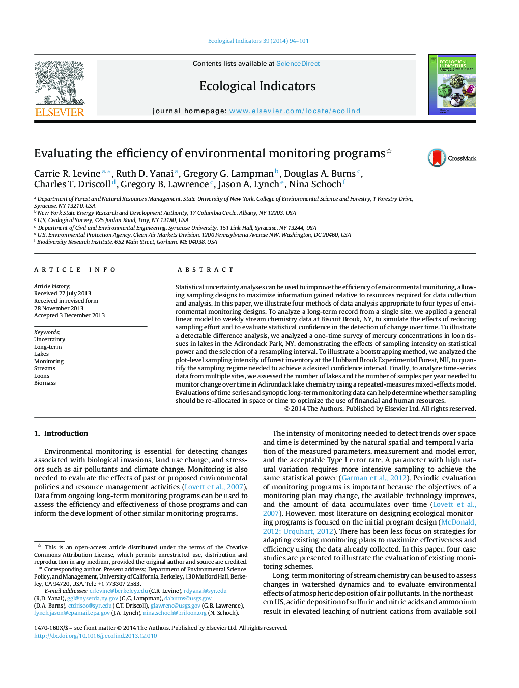 Evaluating the efficiency of environmental monitoring programs