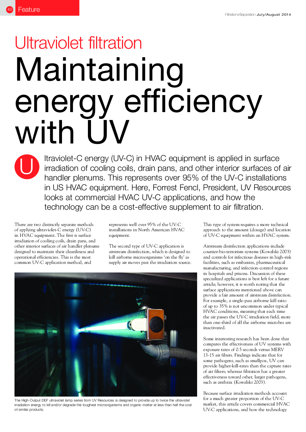 Ultraviolet filtration: Maintaining energy efficiency with UV