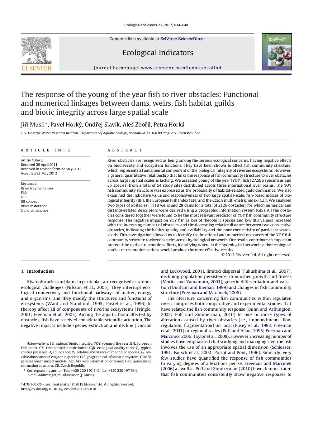 The response of the young of the year fish to river obstacles: Functional and numerical linkages between dams, weirs, fish habitat guilds and biotic integrity across large spatial scale