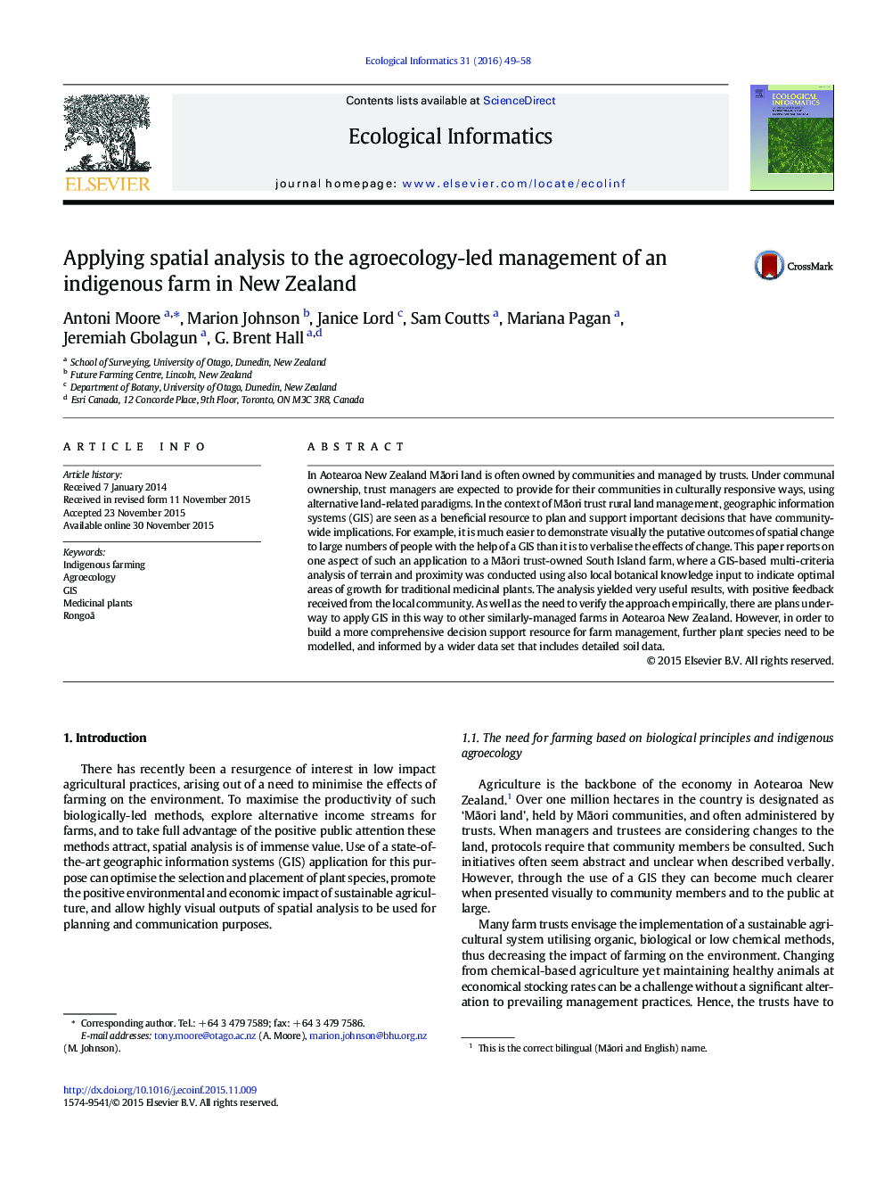 Applying spatial analysis to the agroecology-led management of an indigenous farm in New Zealand