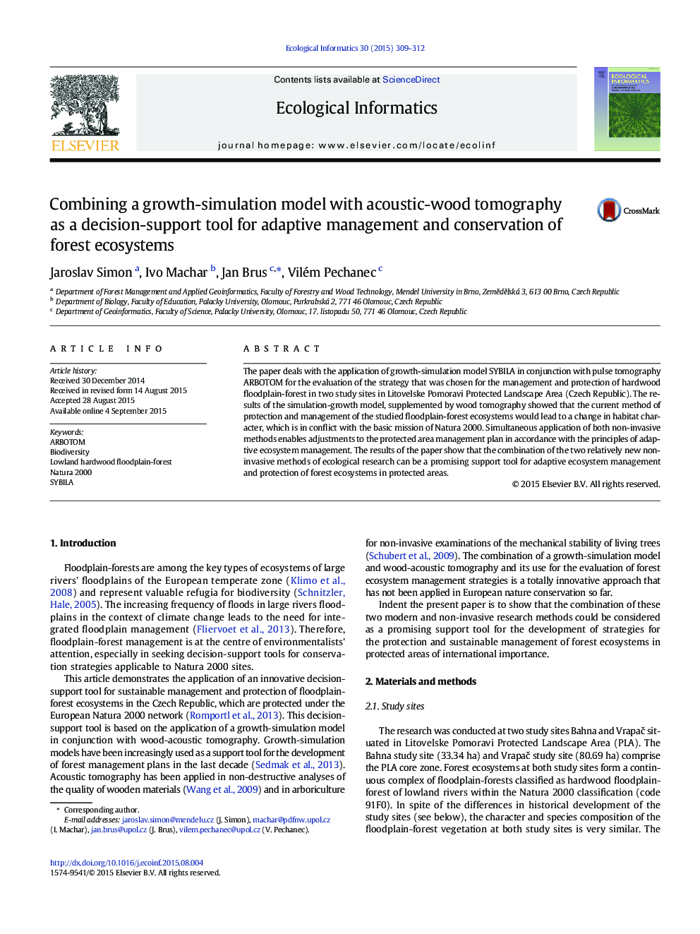 Combining a growth-simulation model with acoustic-wood tomography as a decision-support tool for adaptive management and conservation of forest ecosystems