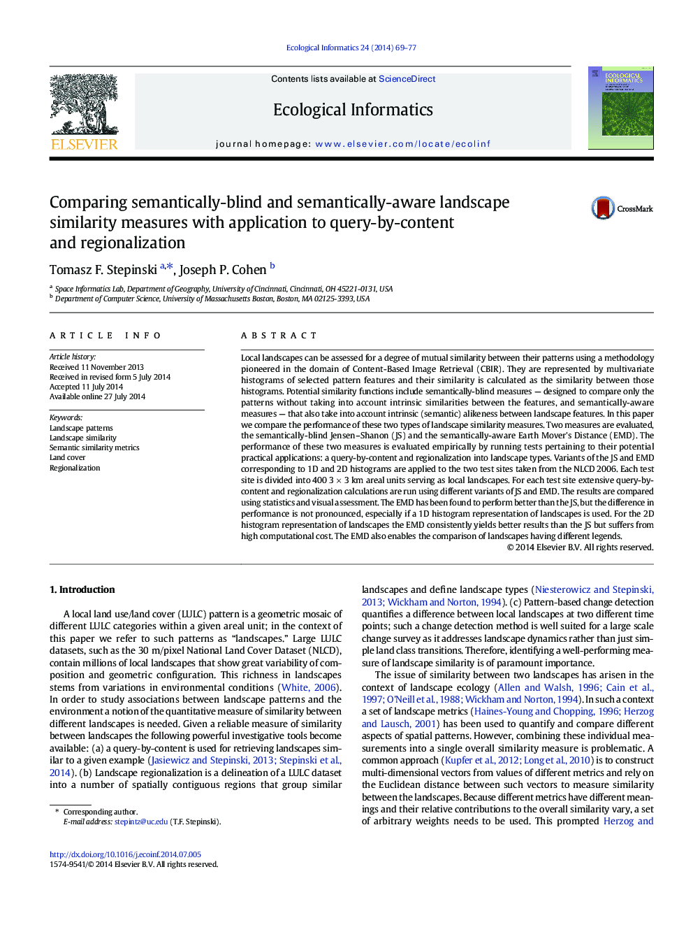 Comparing semantically-blind and semantically-aware landscape similarity measures with application to query-by-content and regionalization