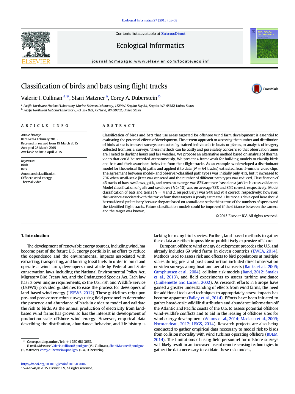 Classification of birds and bats using flight tracks