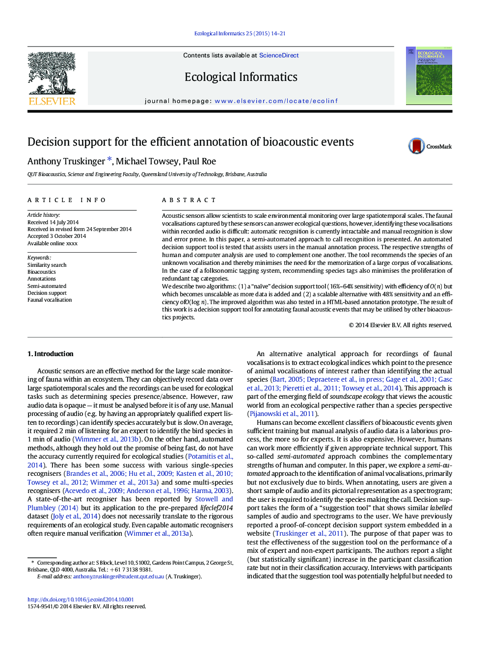 Decision support for the efficient annotation of bioacoustic events