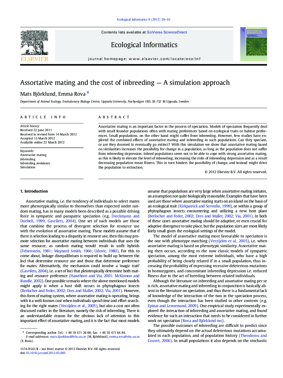 Assortative mating and the cost of inbreeding - A simulation approach