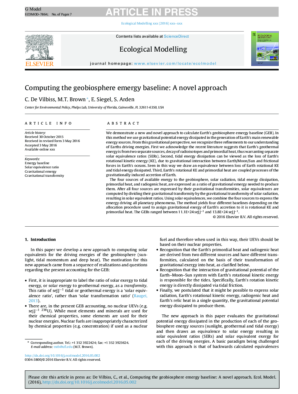 Computing the geobiosphere emergy baseline: A novel approach