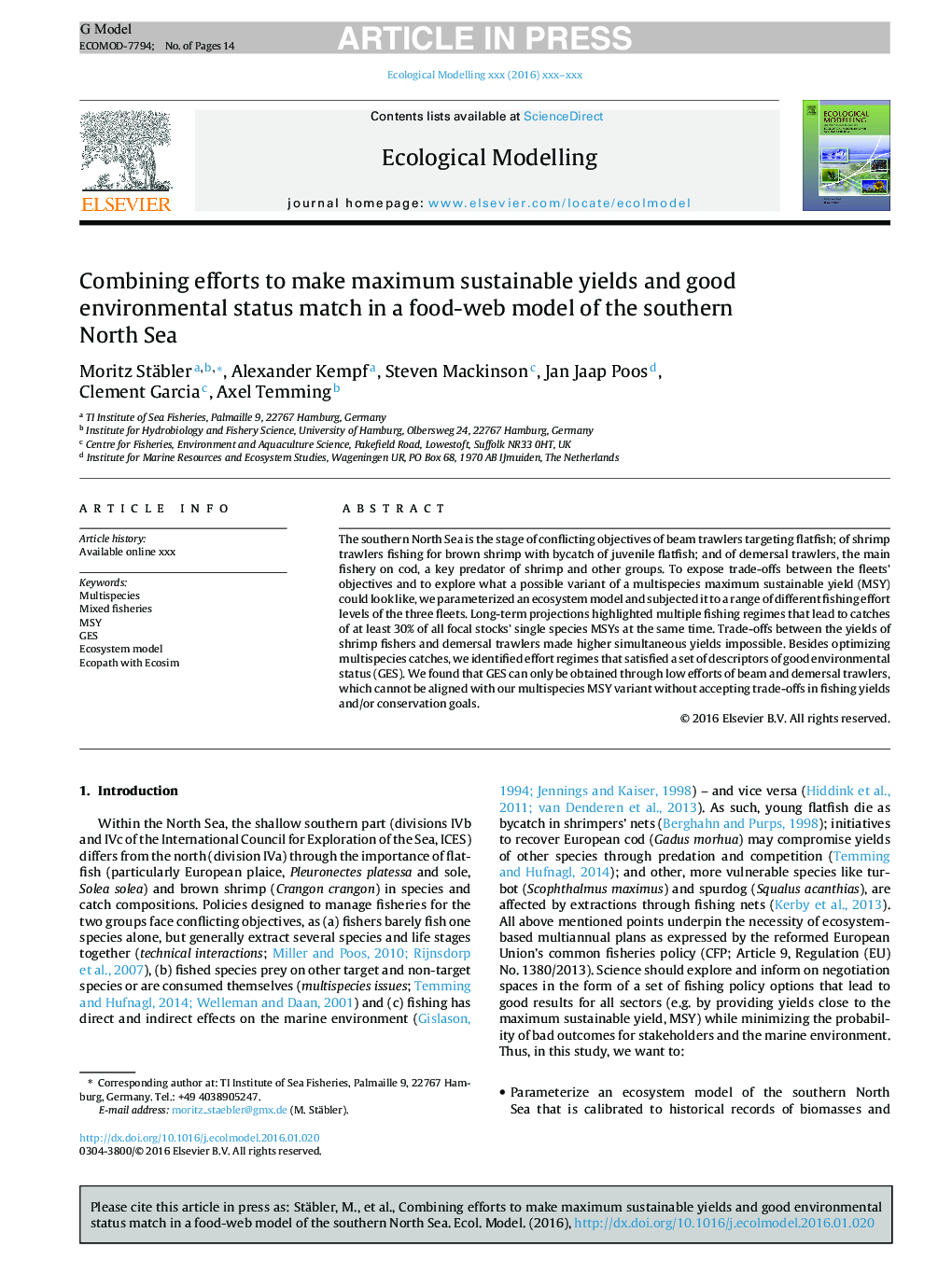 Combining efforts to make maximum sustainable yields and good environmental status match in a food-web model of the southern North Sea