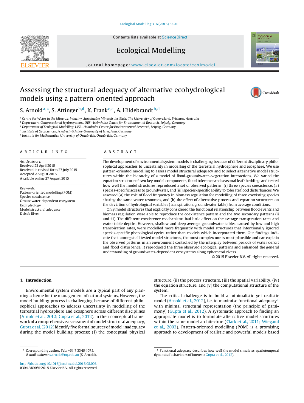 Assessing the structural adequacy of alternative ecohydrological models using a pattern-oriented approach