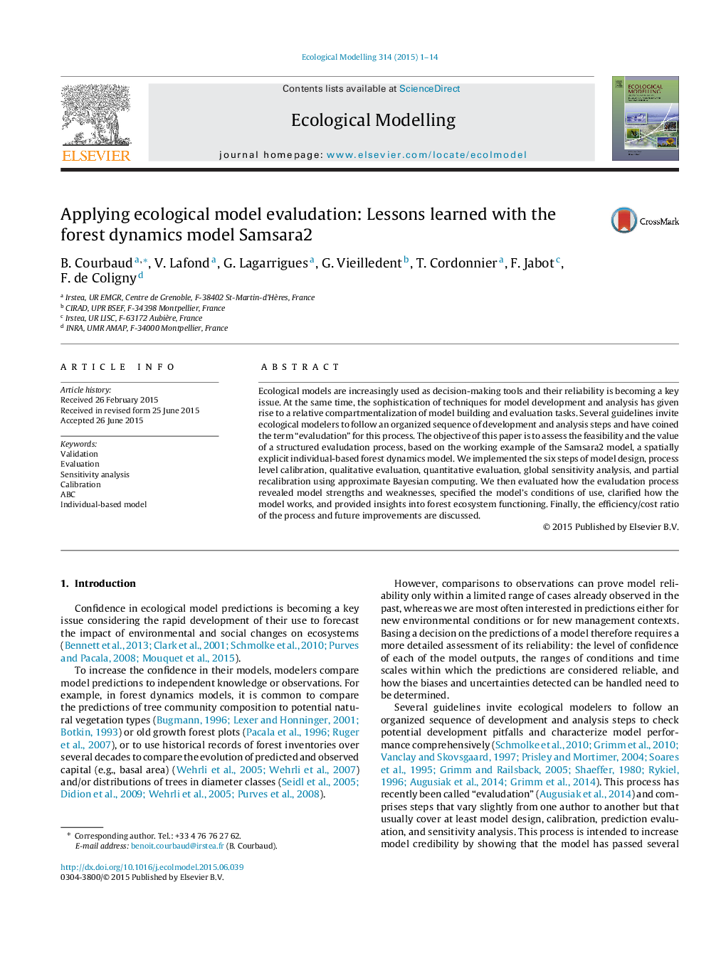 Applying ecological model evaludation: Lessons learned with the forest dynamics model Samsara2