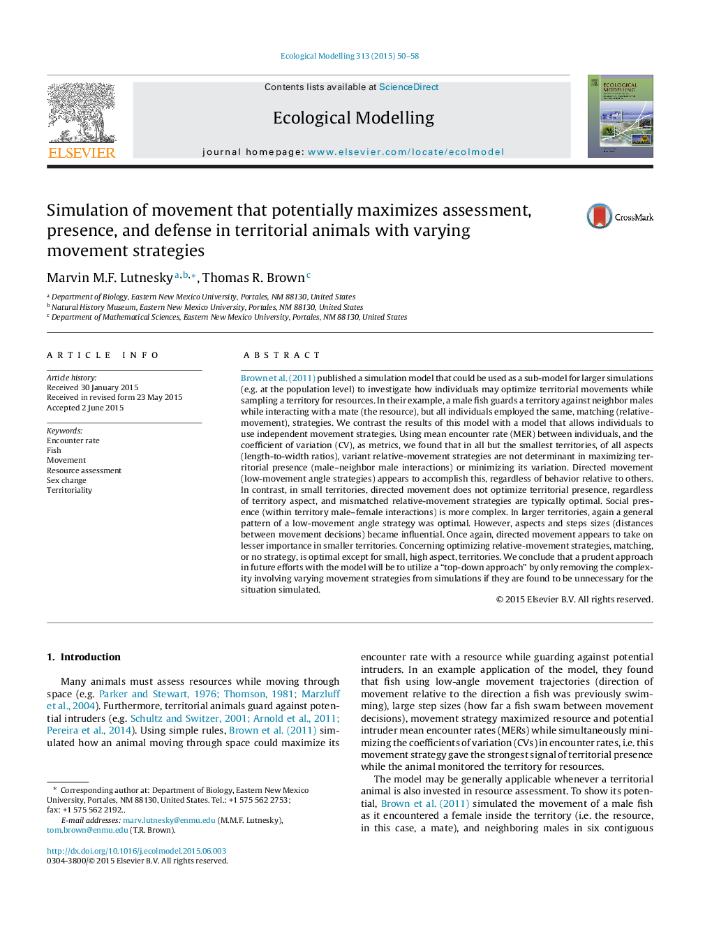 Simulation of movement that potentially maximizes assessment, presence, and defense in territorial animals with varying movement strategies