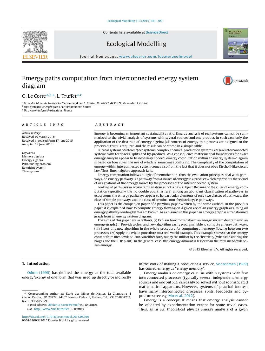 Emergy paths computation from interconnected energy system diagram