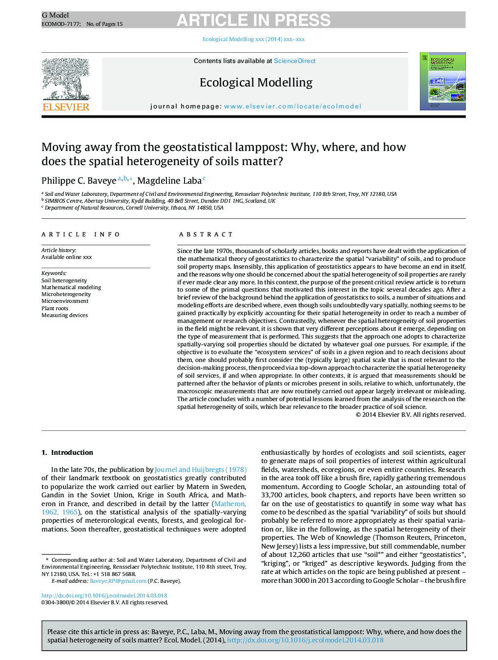 Moving away from the geostatistical lamppost: Why, where, and how does the spatial heterogeneity of soils matter?