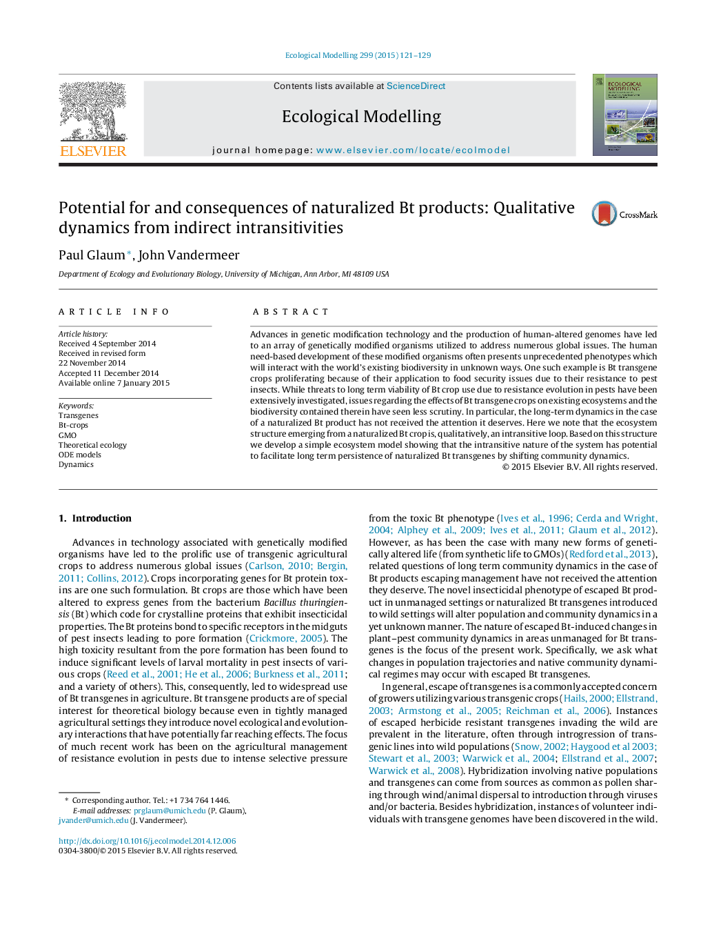 Potential for and consequences of naturalized Bt products: Qualitative dynamics from indirect intransitivities