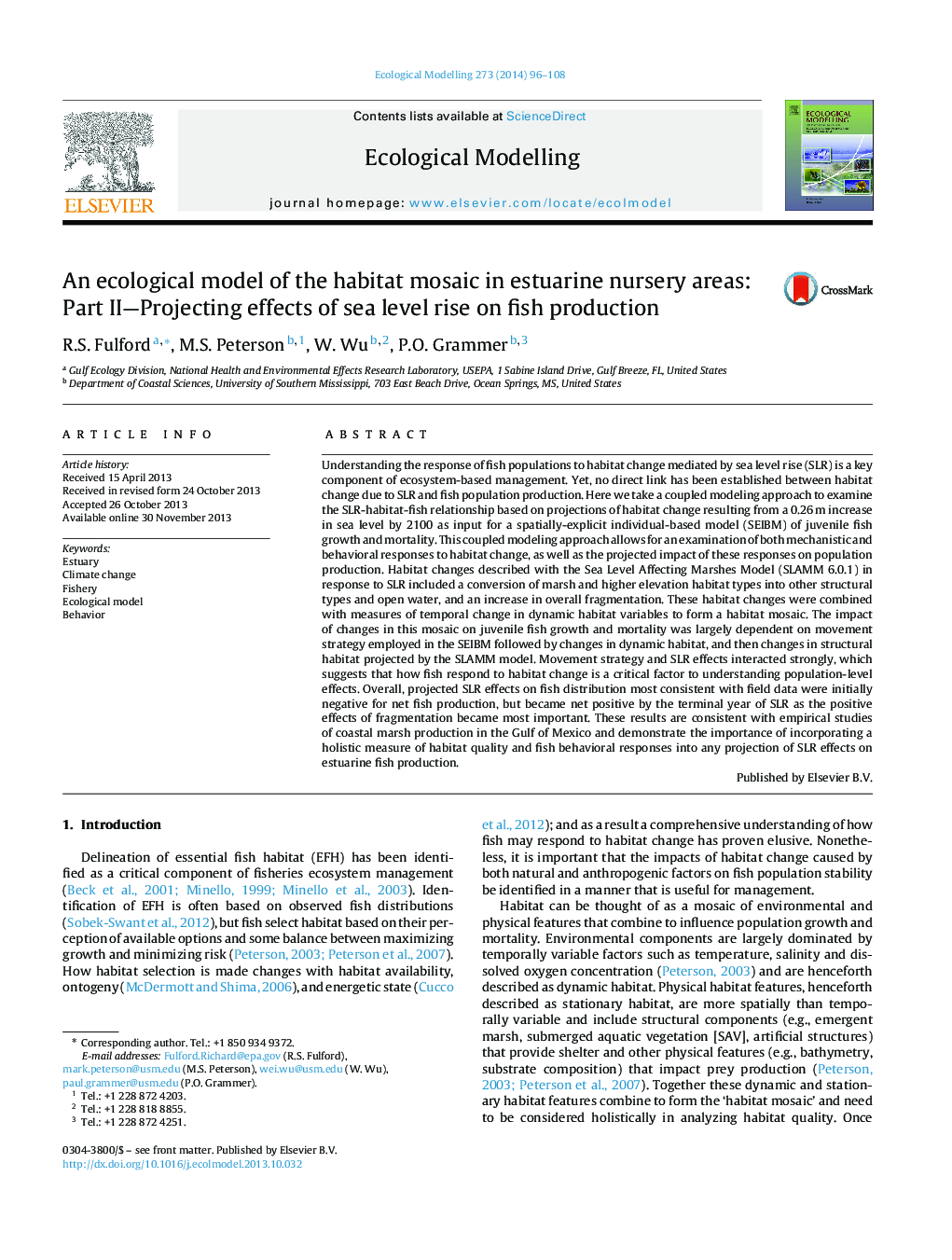 An ecological model of the habitat mosaic in estuarine nursery areas: Part II-Projecting effects of sea level rise on fish production