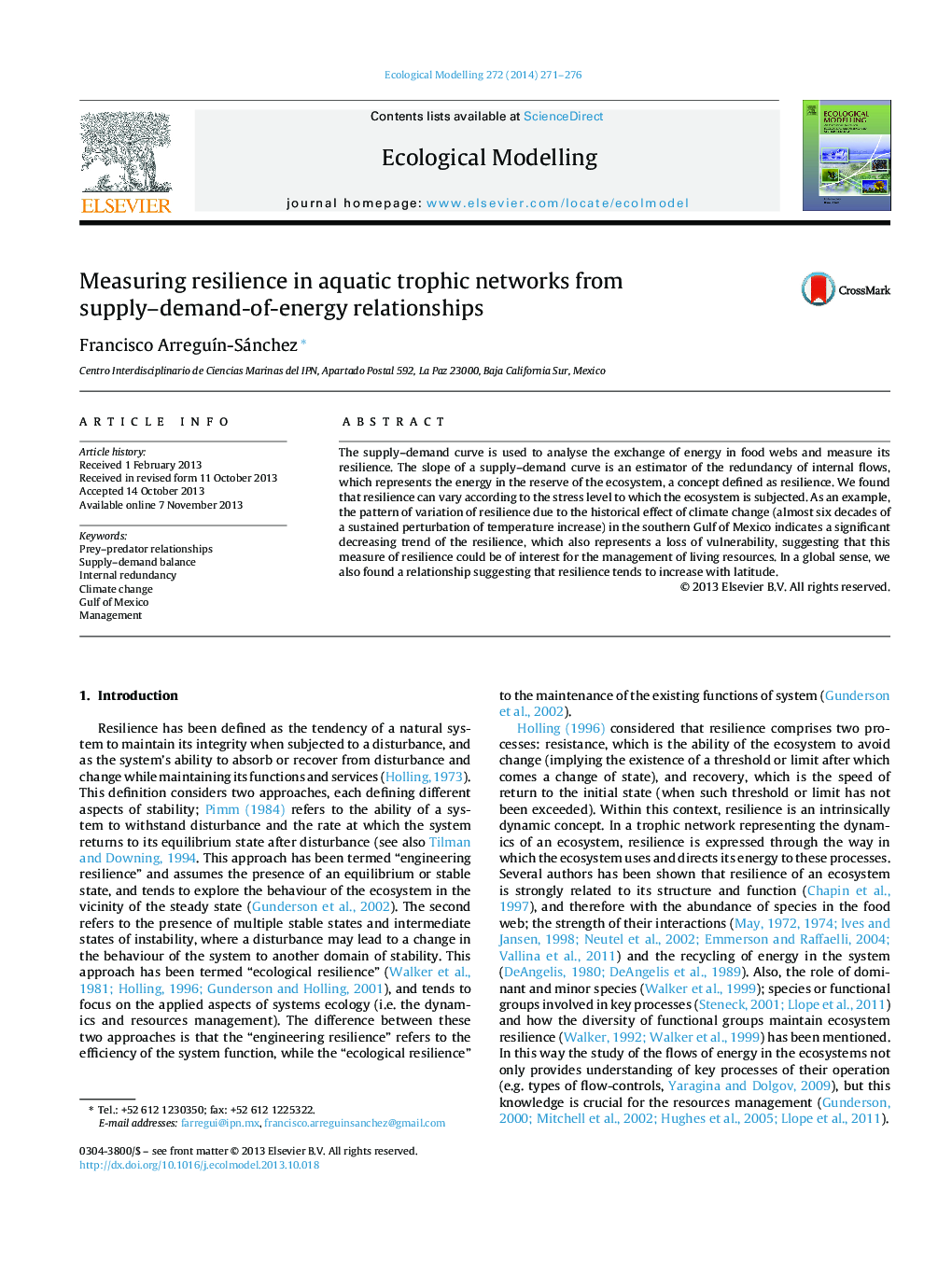 Measuring resilience in aquatic trophic networks from supply-demand-of-energy relationships