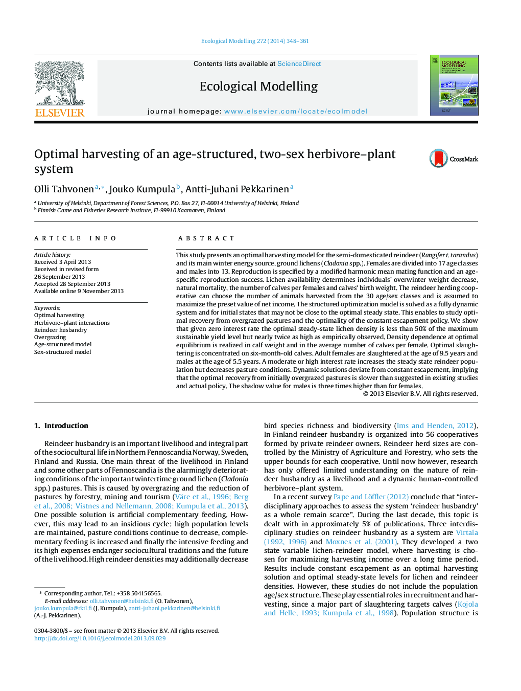 Optimal harvesting of an age-structured, two-sex herbivore-plant system