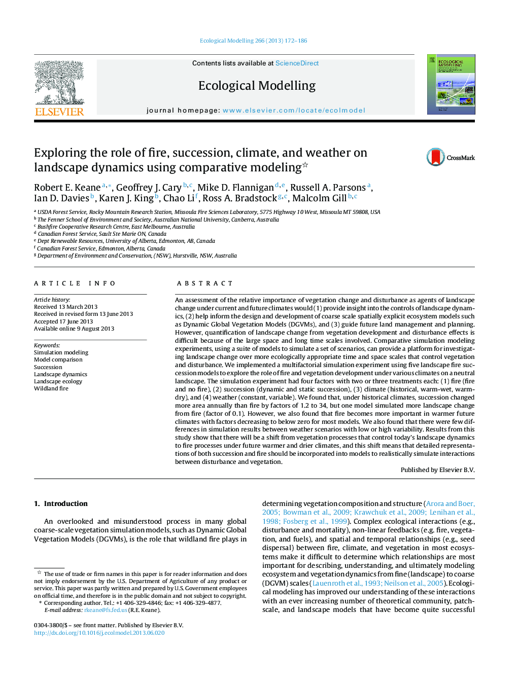 Exploring the role of fire, succession, climate, and weather on landscape dynamics using comparative modeling